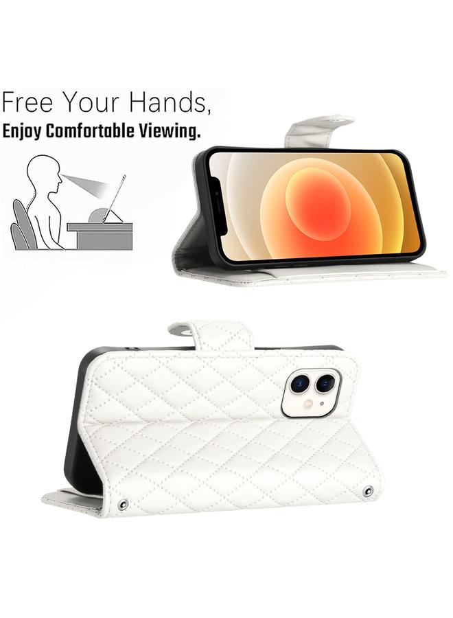 زبون جراب هاتف iPhone 11 من الجلد القابل للطي ذو الملمس المعيني مع حبل - Image 4