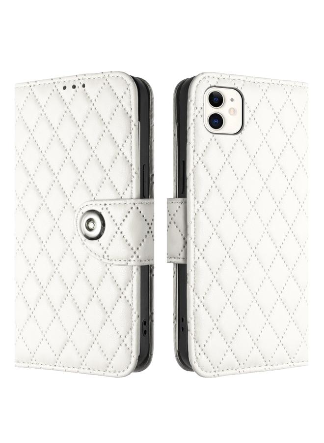 زبون جراب هاتف iPhone 11 من الجلد القابل للطي ذو الملمس المعيني مع حبل - Image 2