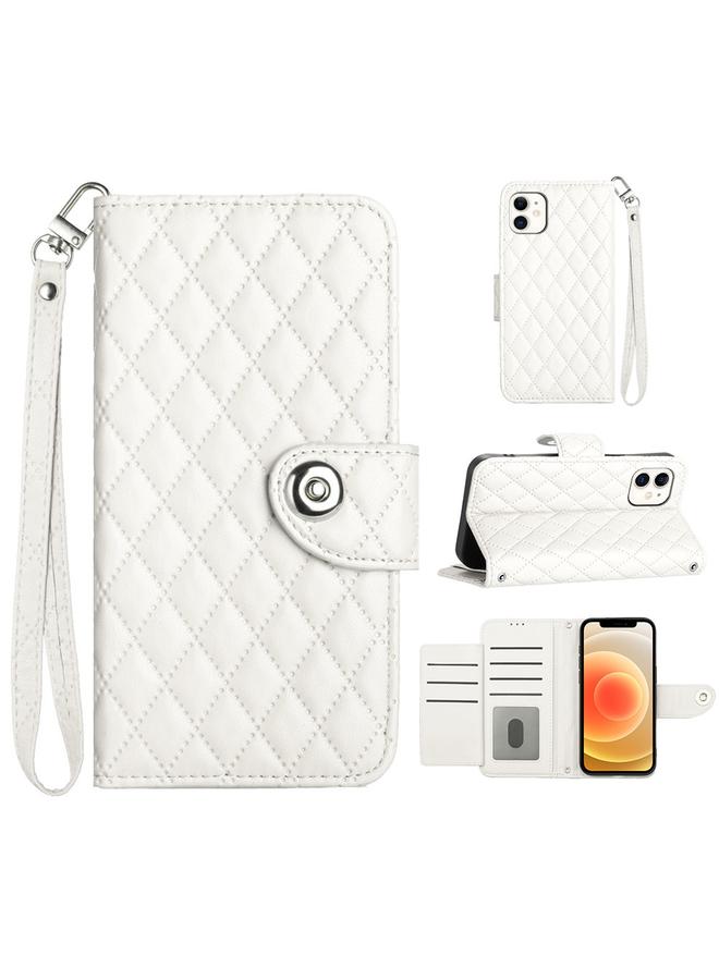 زبون جراب هاتف iPhone 11 من الجلد القابل للطي ذو الملمس المعيني مع حبل - Image 1