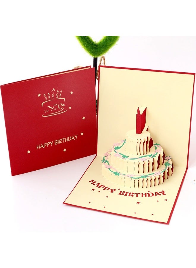 Cake Design 3D Pop-Up Card, Greeting Card for Birthday, Sturdy and Solid Cardstock Gift Card with Envelope and Thank You Card.15X15CM - Image 1