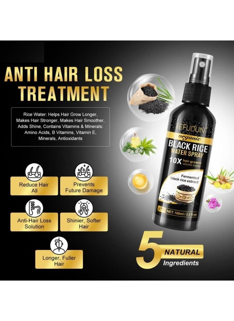 Sefudun - Organic Black Rice Water Spray 10X Hair Growth Volume / Luster Fermented Black Rice Extract 100ml - Image 1