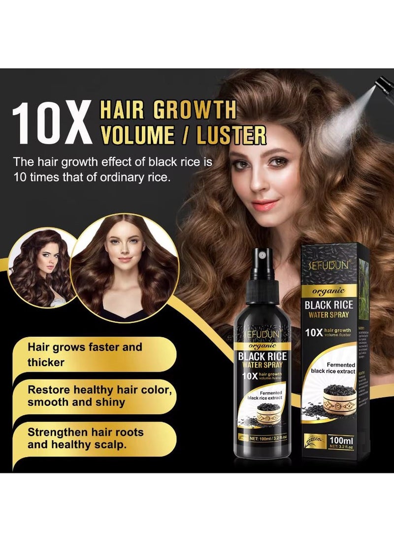 Sefudun - Organic Black Rice Water Spray 10X Hair Growth Volume / Luster Fermented Black Rice Extract 100ml - Image 1