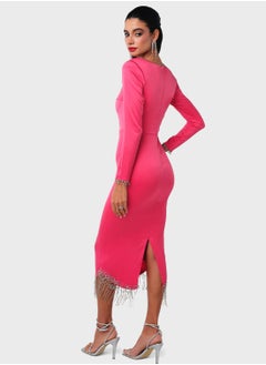 Threadz by Ajooni Rhinestone Embellished Hem Dress  - Image 2