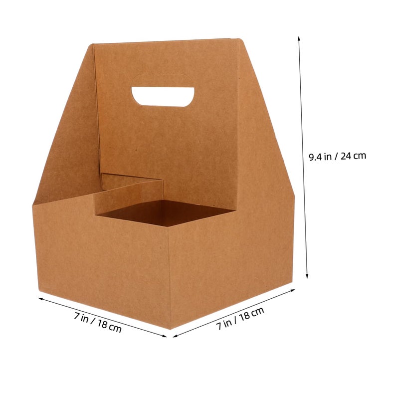 10Pcs Kraft Paper Drink Carrier With Handle For Hot Cold Beverages Sustainable Cup Holder Easy Carry - Image 3