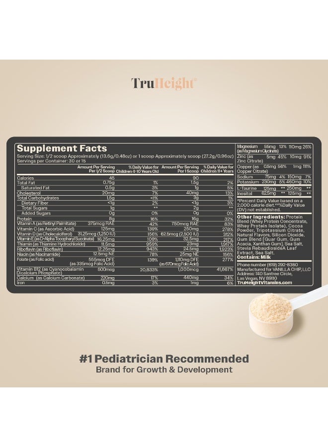 TruHeight Growth Protein Shake (Vanilla Ice Cream Flavor, Whey) Tall Nutrition for Natural Growth & Development - Protein Powder for Kids & Teens, Weight Gain Drinks - Picky Eater Vitamin, Ages 4+ - Image 5