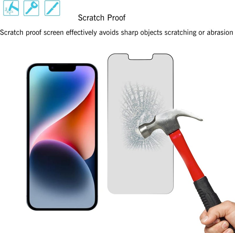 Ailun 2 Pack Privacy Screen Protector for iPhone 14[6.1 inch] + 2 Pack Camera Lens Protector, Anti Spy Private Tempered Glass Film, Case Friendly, [9H Hardness] - HD [Black] - Image 5