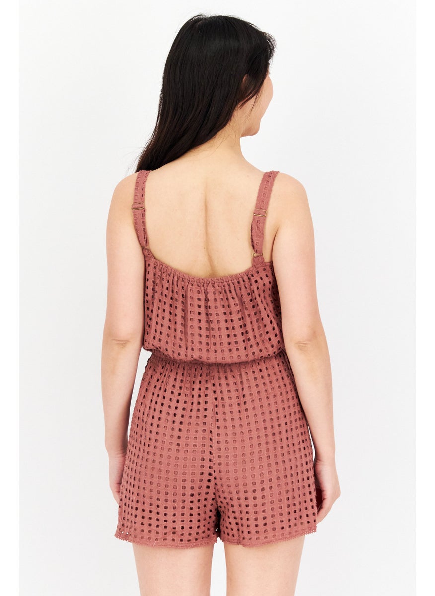 Gentle Fawn Women Eyelet Sleeveless Playsuits, Henna  - Image 3