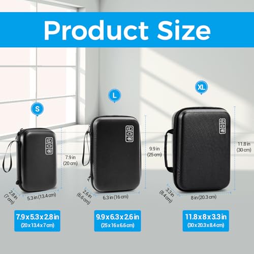 ProCase Hard Travel Electronic Organizer Case for MacBook Power Adapter Chargers Cables Power Bank Apple Magic Mouse Apple Pencil USB Flash Disk SD Card Small Portable Accessories Bag Darkgrey L - Image 3