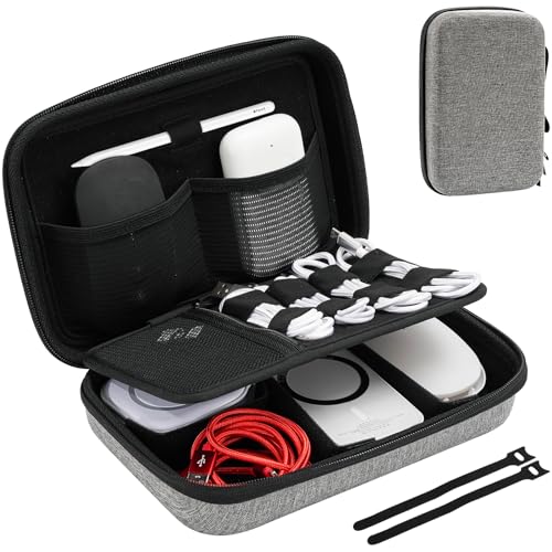 ProCase Hard Travel Electronic Organizer Case for MacBook Power Adapter Chargers Cables Power Bank Apple Magic Mouse Apple Pencil USB Flash Disk SD Card Small Portable Accessories Bag Darkgrey L - Image 1
