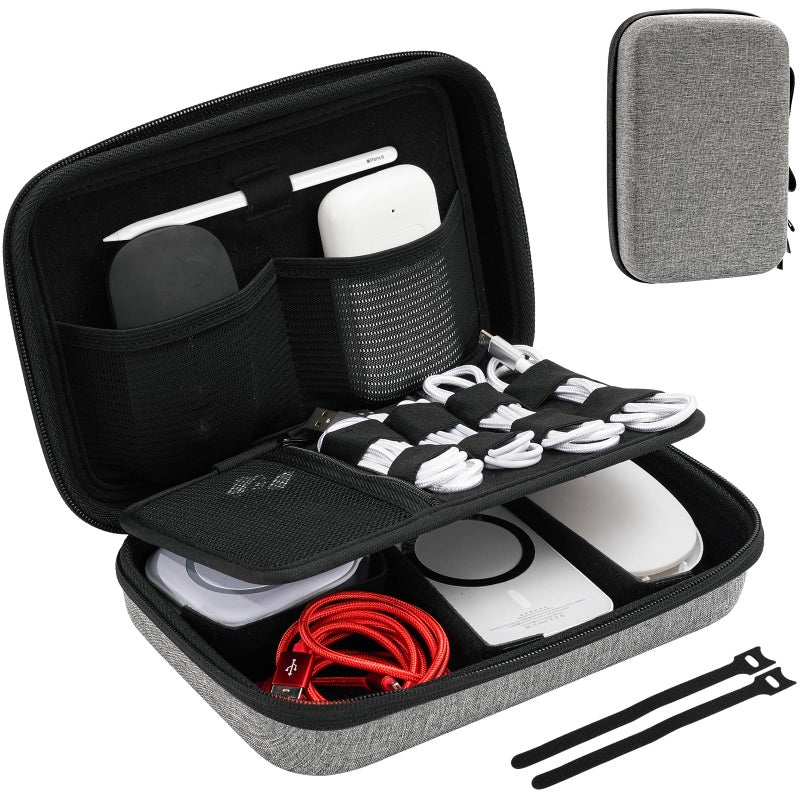ProCase Hard Travel Electronic Organizer Case for MacBook Power Adapter Chargers Cables Power Bank Apple Magic Mouse Apple Pencil USB Flash Disk SD Card Small Portable Accessories Bag Darkgrey L - Image 2