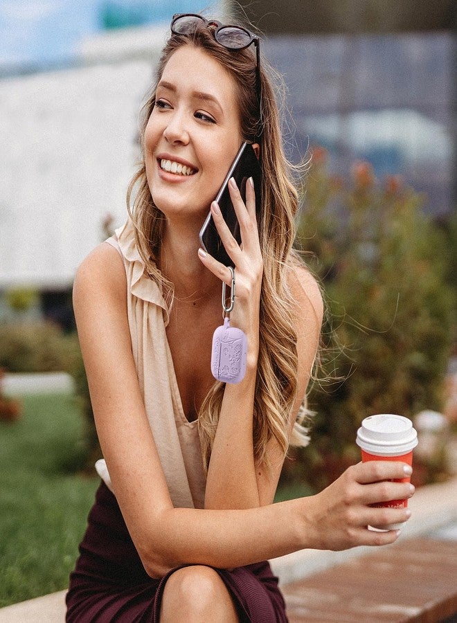 Lerobo for Airpods 4 Case Cover with Cleaner Kit, Cute Flower Engraved Silicone Protective Case Cover with Keychain for Women and Girls Compatible with Apple Airpods 4 Case 2024, Lavender - Image 2