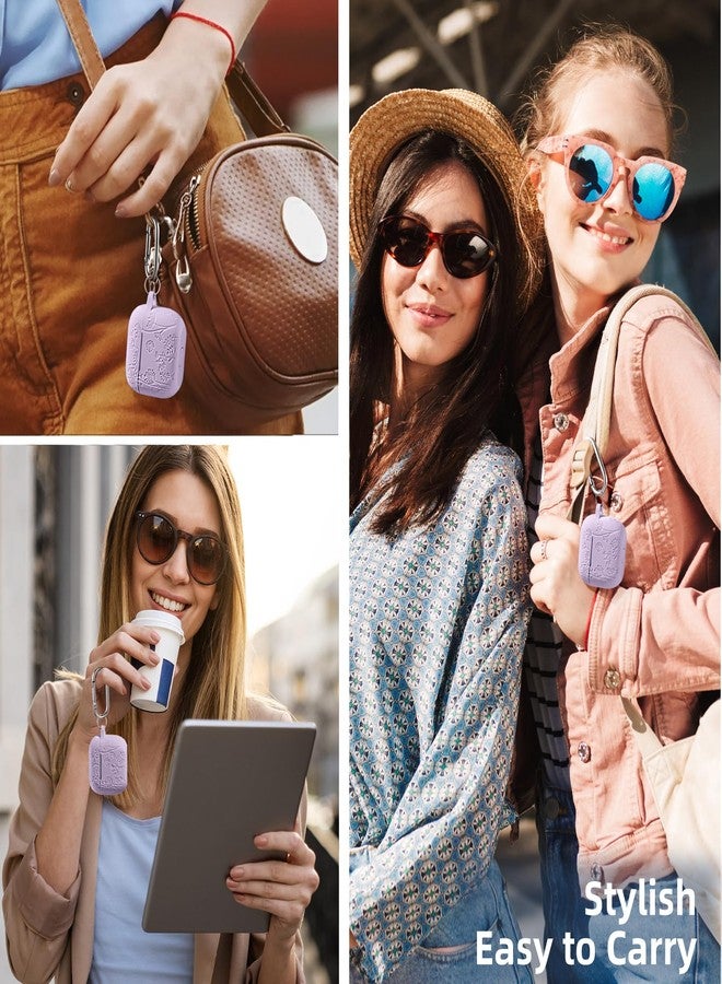 Lerobo for Airpods 4 Case Cover with Cleaner Kit, Cute Flower Engraved Silicone Protective Case Cover with Keychain for Women and Girls Compatible with Apple Airpods 4 Case 2024, Lavender - Image 3
