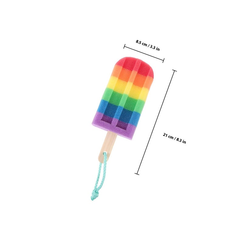 6pcs Ice Cream Colors Shower Pouf Body Scrubber Soft Exfoliating Bath Sponge With Hanging Rope - Image 3