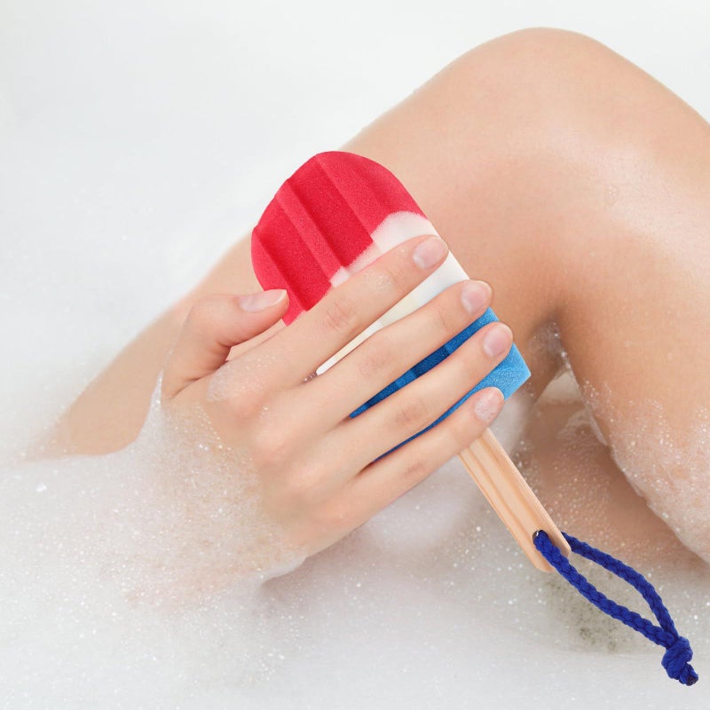 6pcs Ice Cream Colors Shower Pouf Body Scrubber Soft Exfoliating Bath Sponge With Hanging Rope - Image 5