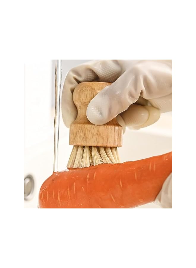 promass Eco-Friendly Bamboo Dish Scrub Brushes Set of 2 - Natural Sisal & Coconut Fiber for Cast Iron Cookware Cleaning - Image 3