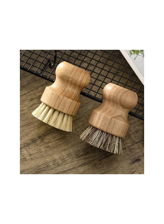 promass Eco-Friendly Bamboo Dish Scrub Brushes Set of 2 - Natural Sisal & Coconut Fiber for Cast Iron Cookware Cleaning - Image 5