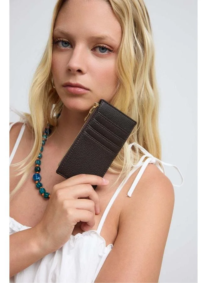 Linn Textured Women's Cardholder in Dark Coffee.