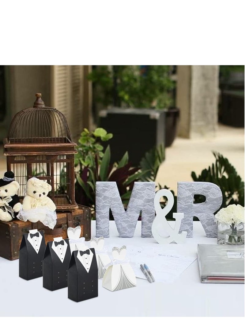 Excefore Wedding Favor Boxes Small Party Bride and Groom Candy for Bridal Shower Decorations Dress Tuxedo 50pcs - Image 5