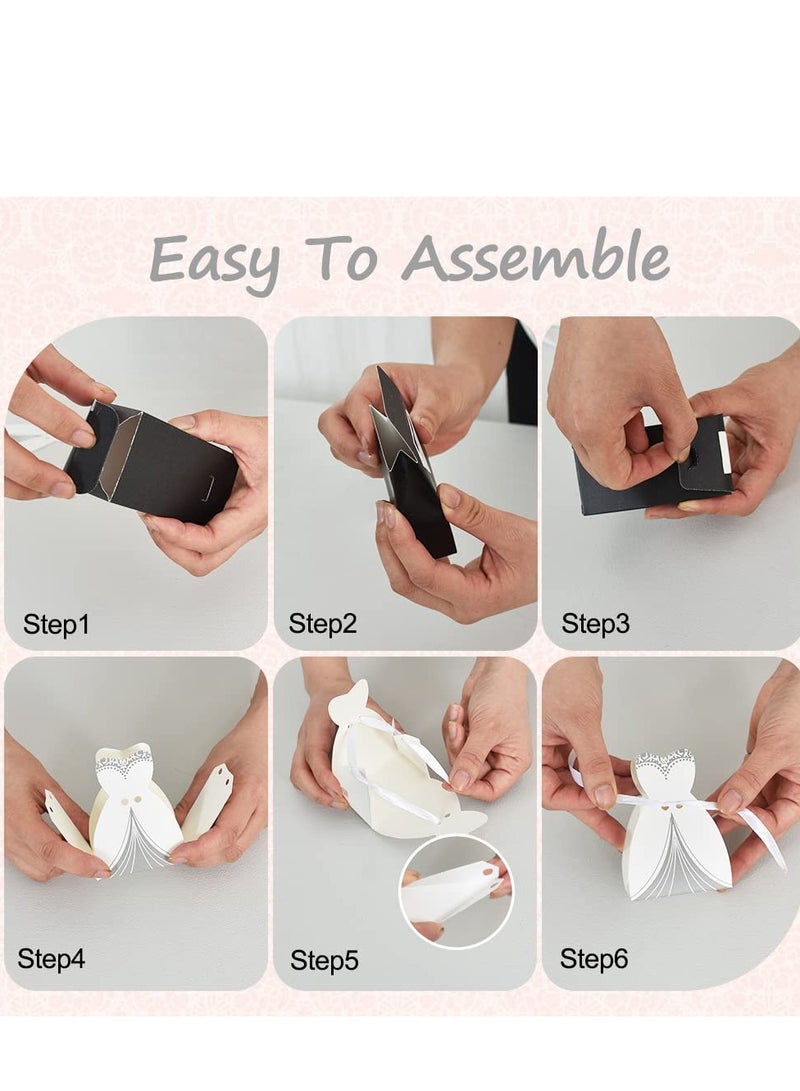 Excefore Wedding Favor Boxes Small Party Bride and Groom Candy for Bridal Shower Decorations Dress Tuxedo 50pcs - Image 3