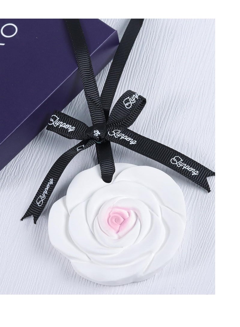 SYOSI 2pcs Car Air Freshener, Rose Scented Ceramic Hanging Air Freshener Drawer Freshener Sachet Closet Scented Bag Ceramic Fragrance Diffuser Scented Ceramic Ornament for Men Women Car Fragrance - Image 3