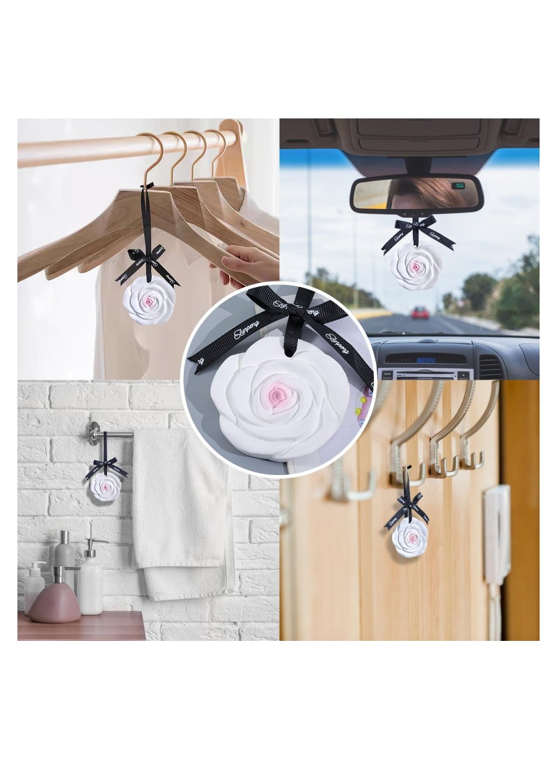 SYOSI 2pcs Car Air Freshener, Rose Scented Ceramic Hanging Air Freshener Drawer Freshener Sachet Closet Scented Bag Ceramic Fragrance Diffuser Scented Ceramic Ornament for Men Women Car Fragrance - Image 5