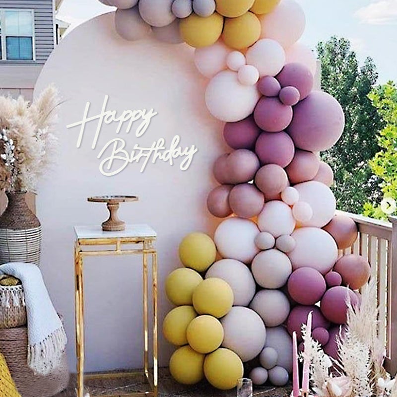 MASTRON Happy Birthday Sign for Backdrop - Felt Happy Birthday Sign for Balloon Arch Birthday Party Balloon Arch Backdrop Decorations for Birthday Party Baby Shower - White - Image 3