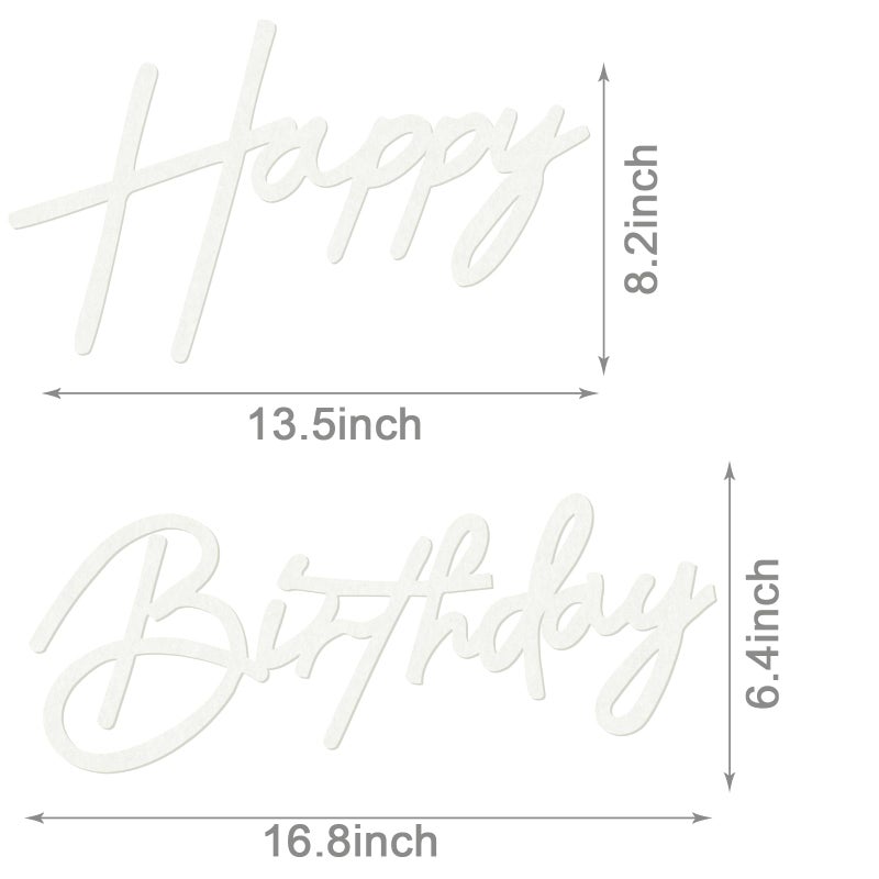 MASTRON Happy Birthday Sign for Backdrop - Felt Happy Birthday Sign for Balloon Arch Birthday Party Balloon Arch Backdrop Decorations for Birthday Party Baby Shower - White - Image 2