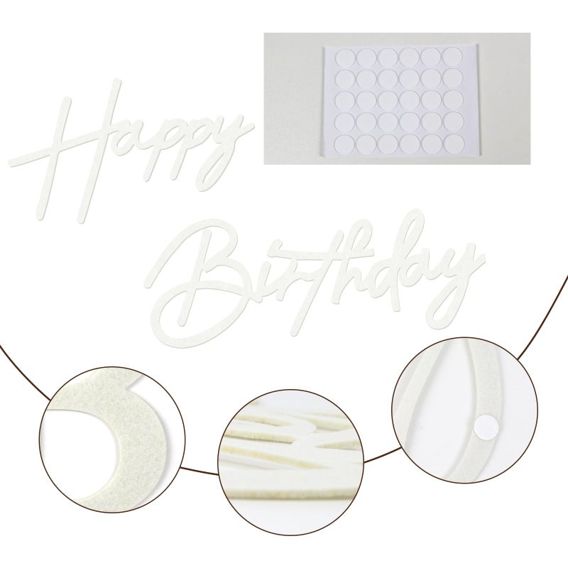 MASTRON Happy Birthday Sign for Backdrop - Felt Happy Birthday Sign for Balloon Arch Birthday Party Balloon Arch Backdrop Decorations for Birthday Party Baby Shower - White - Image 4