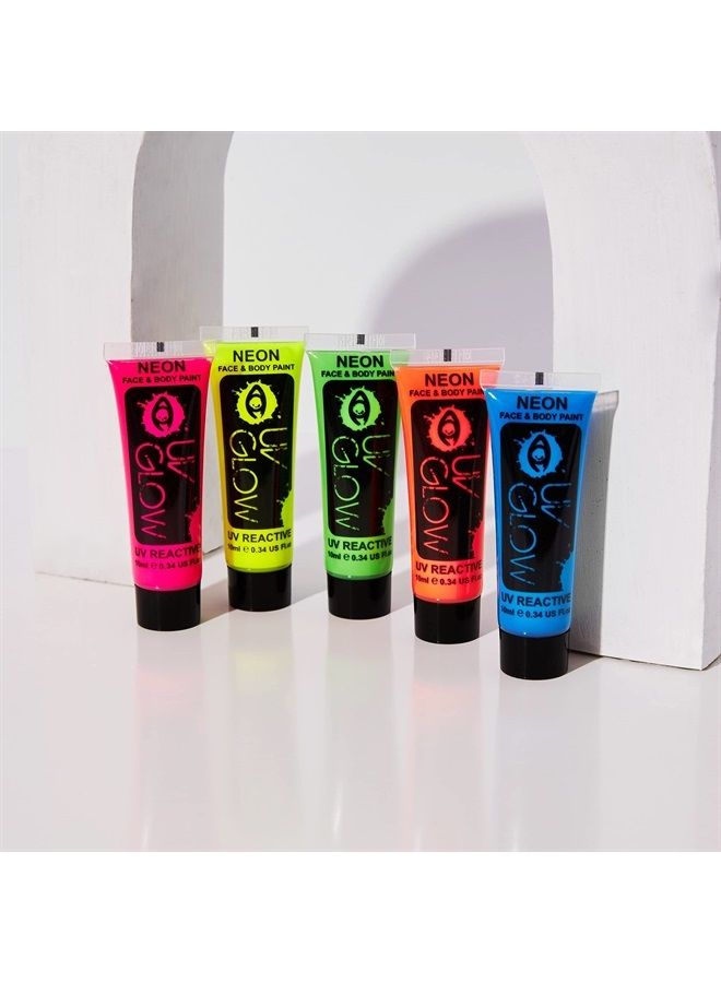 UV Glow طلاء الوجه والجسم بالأشعة السوداء 0.34 أونصة - نيون فلوريسنت (0.34 أونصة سائلة (عبوة من 5)) - Image 5