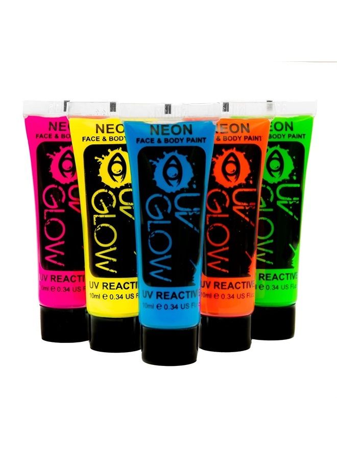 UV Glow طلاء الوجه والجسم بالأشعة السوداء 0.34 أونصة - نيون فلوريسنت (0.34 أونصة سائلة (عبوة من 5)) - Image 2