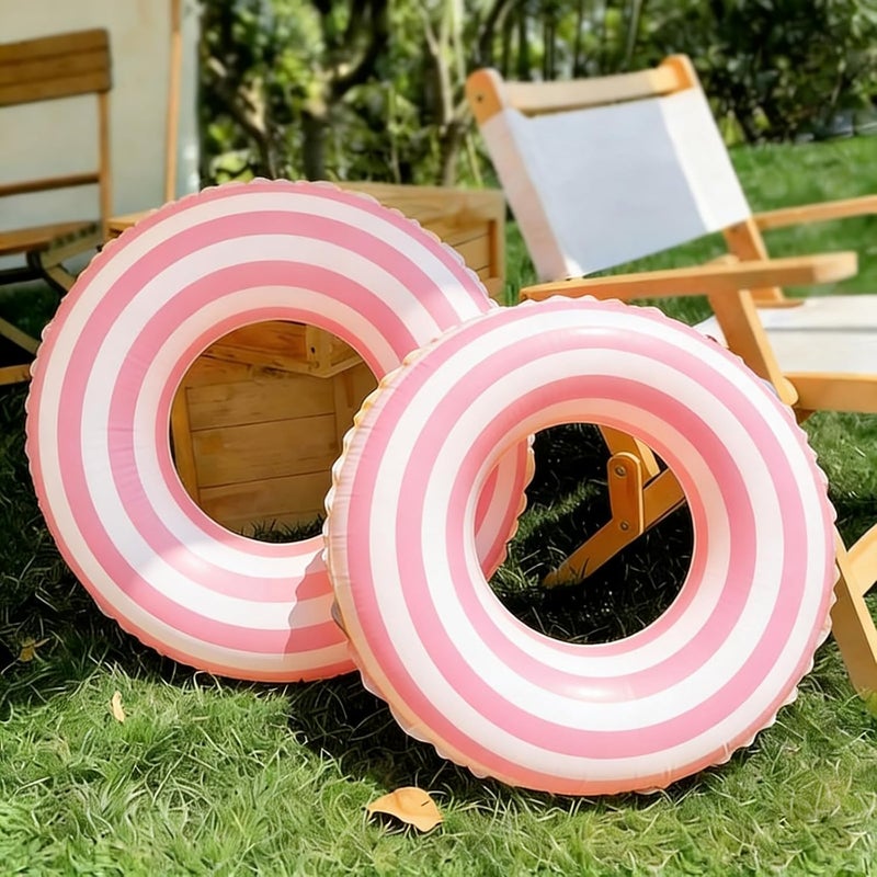 Yuokwer 33 inch Inflatable Pool Floats for Adults- 2 Pack Striped Floaties Pool Tubes Swim Rings Inflatable Pool Float for Swimming Pool Party Lake Beach Adults - Image 5