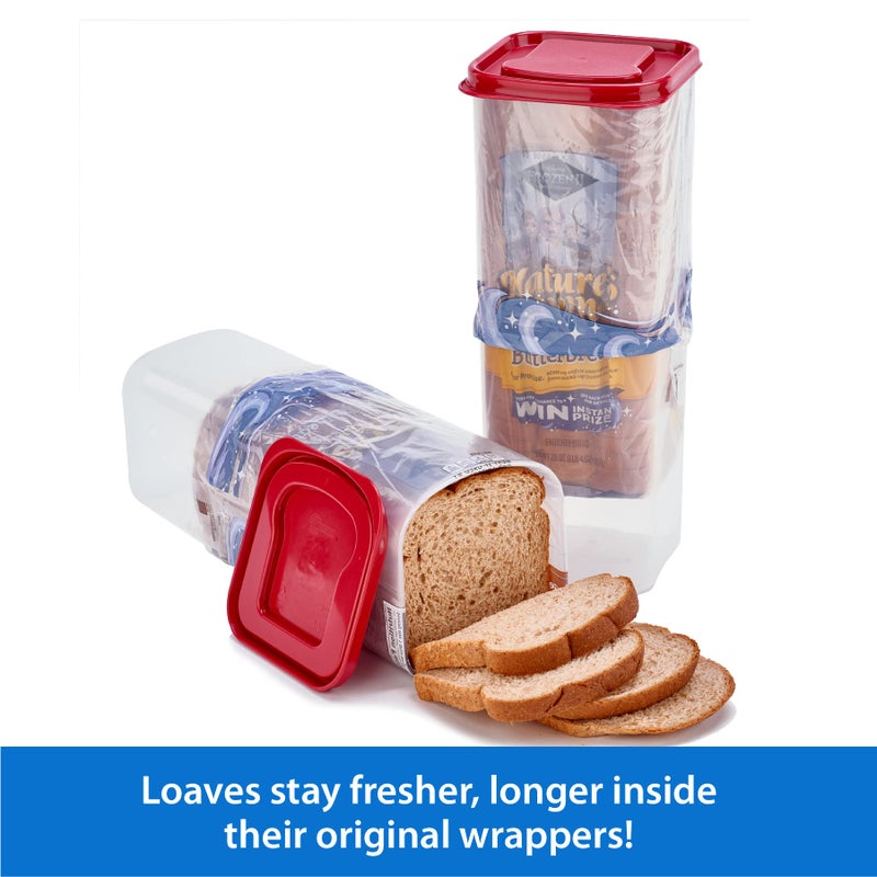 Buddeez Bread Buddy Bread Box â€“ Red Lid, Pack of 2 - Image 2