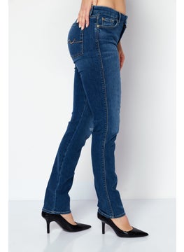 7 FOR ALL MANKIND Women Regular Fit Mid Rise Straight Leg Stretch Jeans, Blue  - Image 2