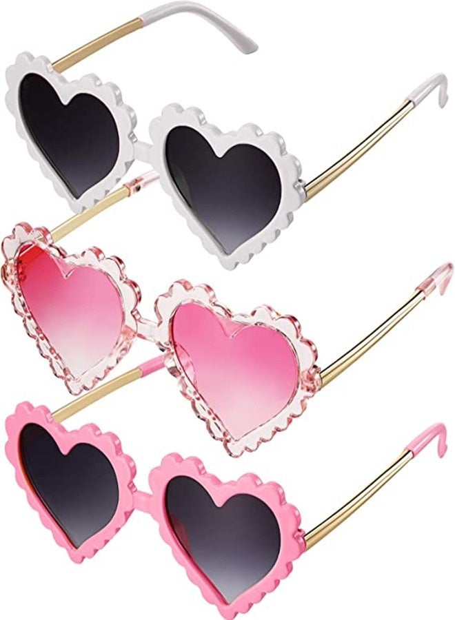Generic Heart Shaped Sunglasses for Kids, 3Pairs Kid's Fashion Cartoon Sunglasses Personality Metal Sunglasses, Toddler Glasses for 2-10 Years Girl Boy Eyewear Outdoor Beach Party Sunglasses - Image 1