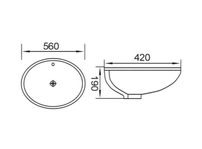 OCEANIC OCE-ZT-202 Under Counter Basin Glossy White Oval Ceramic Wash Basin - Image 2