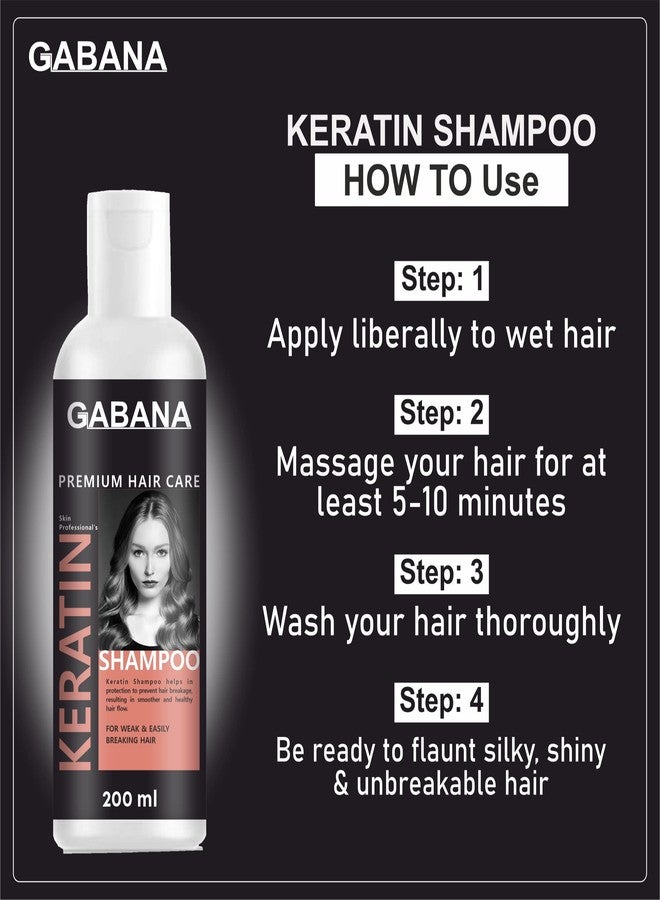 GABANA Keratin Shampoo for Hair Strengthening and Damage Repair (Pack of 1, 200 ml)|Hair Care with Protein & Moisturizing Formula, Helps Reduce Breakage, Deep Cleansing and Nourishing Shampoo| - Image 4