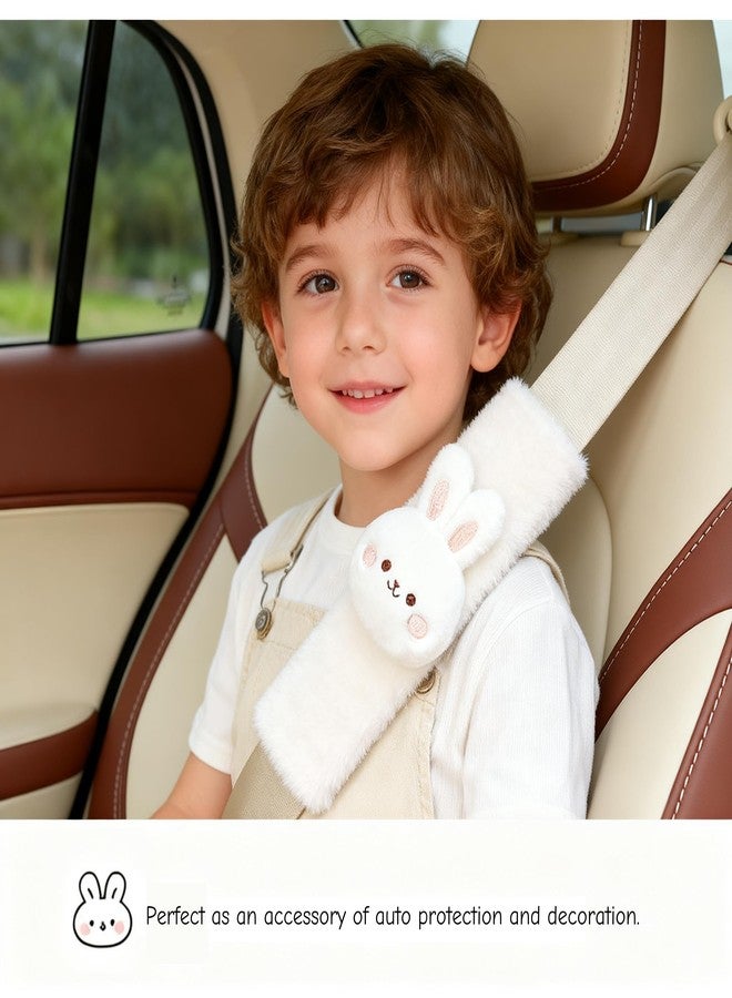 Zigihos 2 PCS Seat Belt Cover Pad, Cute Kawaii Cartoon Seatbelt Covers for Kids and Women, Winter Plush Fluffy Soft Seat Belt Cover, Bunny Dog Bear Seatbelt Cushion,Car Seat Strap Pads (F-Bunny) - Image 5