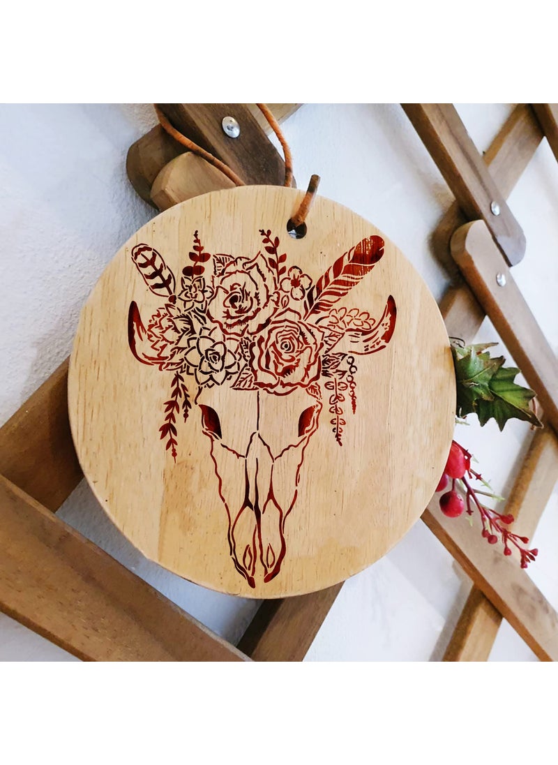 G GSS Designs GSS Designs Floral Goat Skull Stencils 12x16Inch Reusable Feather Goat Stencils for Painting on Walls Wood Furniture Crafts Farmhouse Goat Stencils  - Image 3