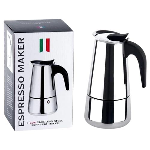 Bridge2shopping Stainless Steel Induction Base Espresso Coffee Maker, Moka Pot, 6 CUP - 300 ML - Image 1