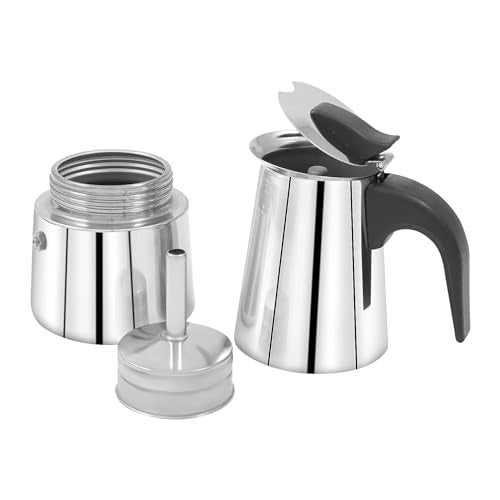 Bridge2shopping Stainless Steel Induction Base Espresso Coffee Maker, Moka Pot, 6 CUP - 300 ML - Image 2