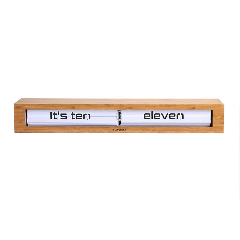 Cloudnola Cloudnola Texttime Wood Wall and Tabletop Flip Clock and Wall Decor Bamboo and White 24 inches Wide Battery Operated Digital Display Perfect for Living Room Kitchen Office and More 