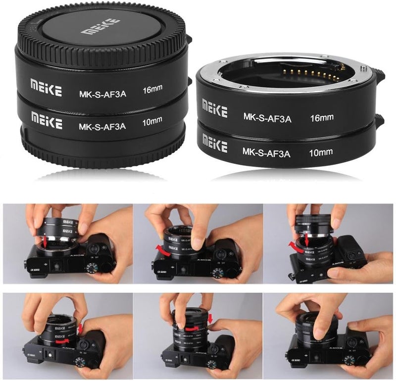 Pomya Auto Extension Tube Set, 10mm 16mm Automatic Focus Macro Extension Tube Set for E Mount Camera - Image 4