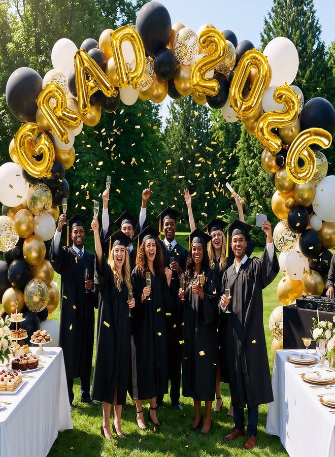 Paeyeq 2026 Congrats Grad Balloons, 16 Inch Metallic Gold 2026 GRAD Foil Balloons Banner Sign for Graduation Decorations 2026, College High School Class of 2026 Graduate Congratulations Party Decor Supplies - Image 3