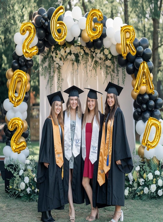 Paeyeq 2026 Congrats Grad Balloons, 16 Inch Metallic Gold 2026 GRAD Foil Balloons Banner Sign for Graduation Decorations 2026, College High School Class of 2026 Graduate Congratulations Party Decor Supplies - Image 4
