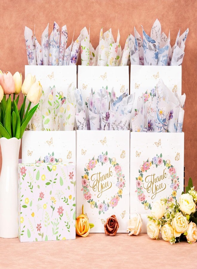 Larcenciel 60 Sheets Vintage Floral Tissue Paper, Wild Flowers Art Tissue Paper for Gift Bags, Colorful Watercolor Gift Wrapping Tissue Paper for Crafts Packaging Christmas Holiday Wedding,13.8x19.7in - Image 3
