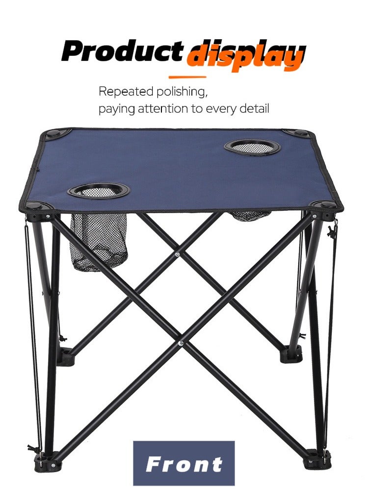 طقم تخييم خارجي قابل للطي (2 كرسي + 1 طاولة مع حامل أكواب) - الكراسي 50×50×82 سم، الطاولة 48.5×48.5×45 سم باللون الأسود - Image 3