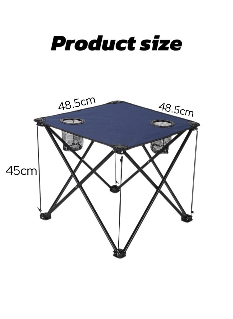 طقم تخييم خارجي قابل للطي (2 كرسي + 1 طاولة مع حامل أكواب) - الكراسي 50×50×82 سم، الطاولة 48.5×48.5×45 سم باللون الأسود - Image 5