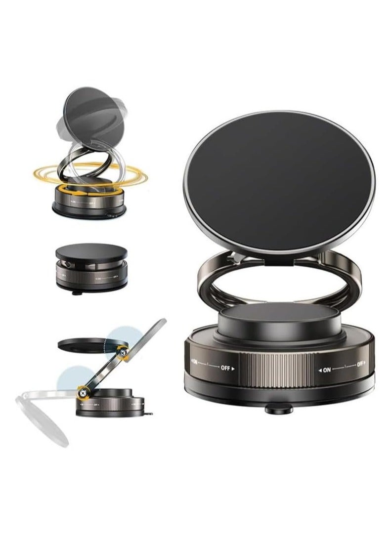 360° Magnetic Phone Holder with Dual Rotation Angle and Super Strong Suction Base - Instant and Secure Mounting on Any Smooth Surface (Mirror, Glass, Marble, Car Dashboard) - Super Strong Magnet to Hold Phone Without Shaking - Suitable for Gym, Kitchen, Car, Office - Compatible with All iPhone 11 and Above with Metal Ring for Non-Magnetic Phones  - Image 1