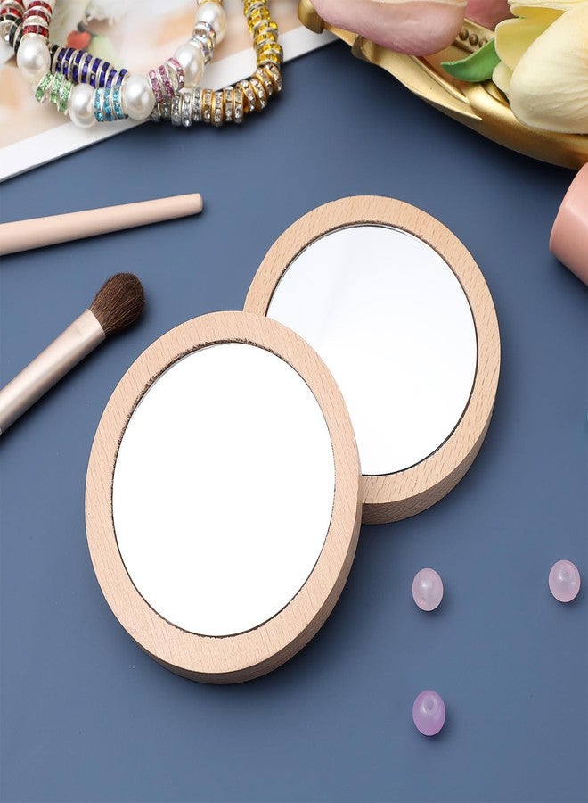 Lurrose مرآة لوروز المدمجة الخشبية 2 قطعة، مرآة جيب خشبية، حقيبة خشبية للسفر - Image 2