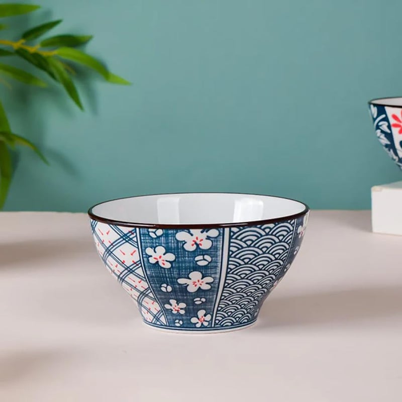 pepplo Porcelain Bowls For Kitchen, Cereal Bowls, Salad Bowls, Pasta Bowls, Soup Bowls, Dessert Bowls, Serving Bowls, Japanese Style Bowls, Noodles Bowls, Tableware Set, Microwave Safe (Multicolor, 2 Piece) - Image 4